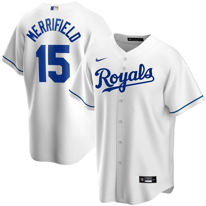 2020 MLB Men Kansas City Royals #15 Whit Merrifield Nike White Home 2020 Replica Player Jersey 1->kansas city royals->MLB Jersey